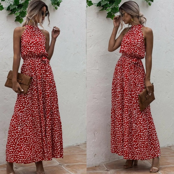 Boho gypsy dot halter maxi dress - Picture 3 of 4